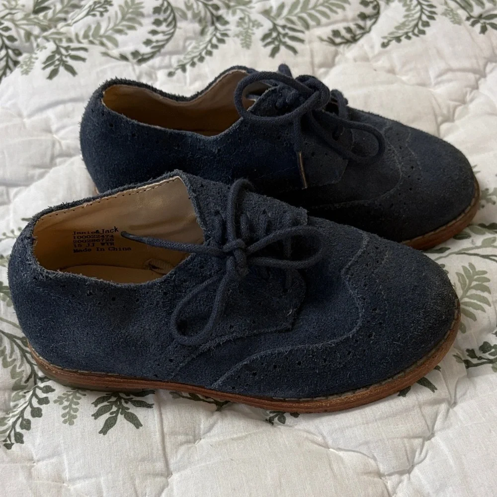 Janie & Jack Toddler Navy Suede Lace-Up Shoes Size‎ 15